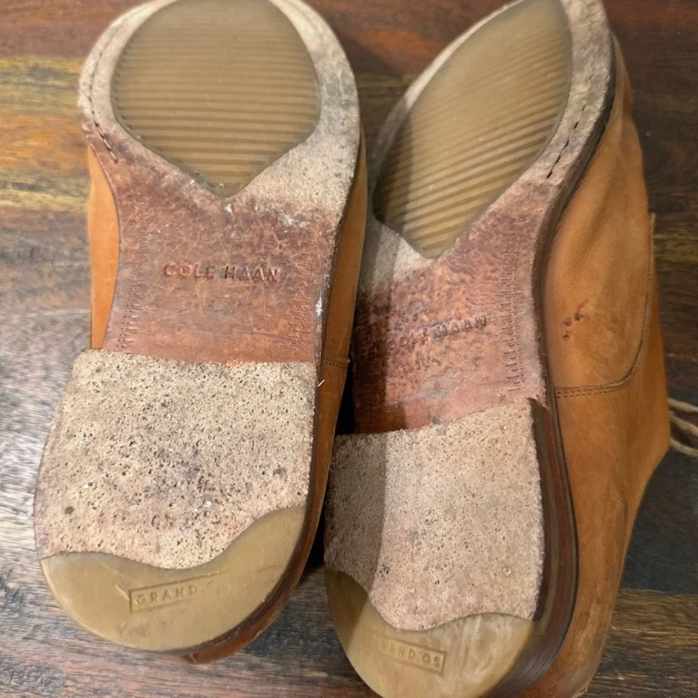Vintage Cole Haan Tan Leather Plain Toe Oxford Dress‎ Shoes US Size 9.5W